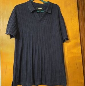 Bonobos Navy Blue Short Sleeved Knit Ribbed Polo Shirt Size L